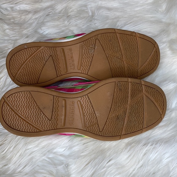 Sperry top sider green pink tan cream pink lace up boat shoes flats loafers nwot - Picture 10 of 17